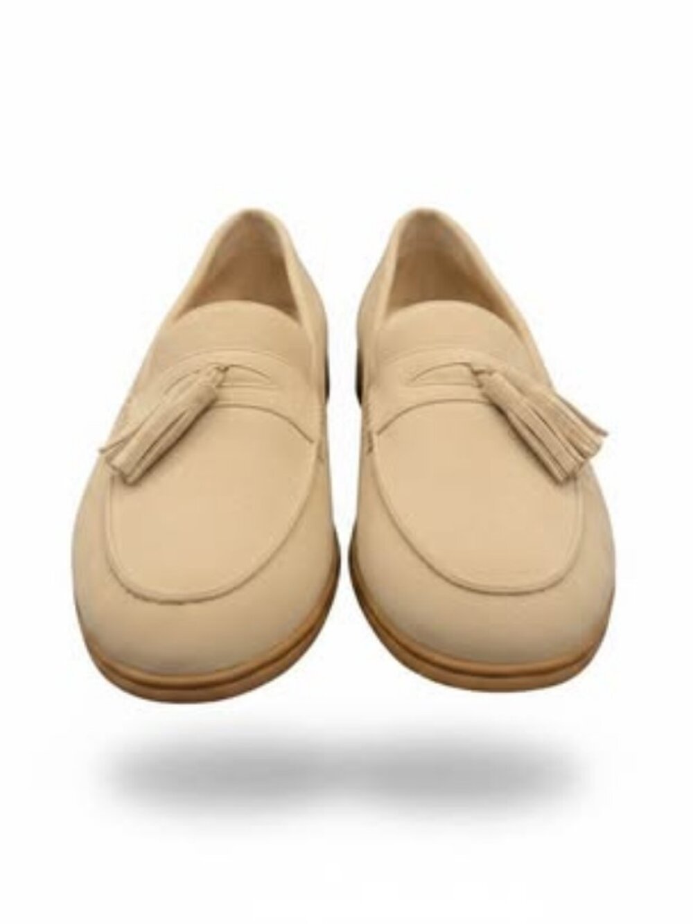 Beige Leather Tassel Loafers – Casual Dress Shoes